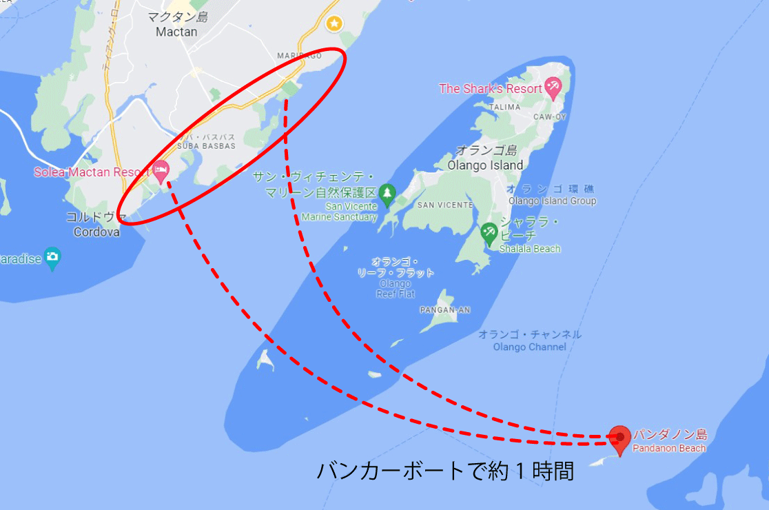 パンダノン島の行き方・アクセス(地図/マップ)