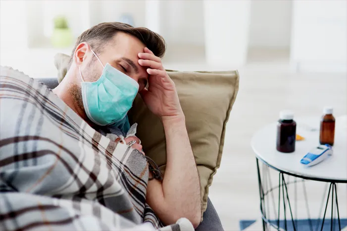 熱を出して寝込む様子